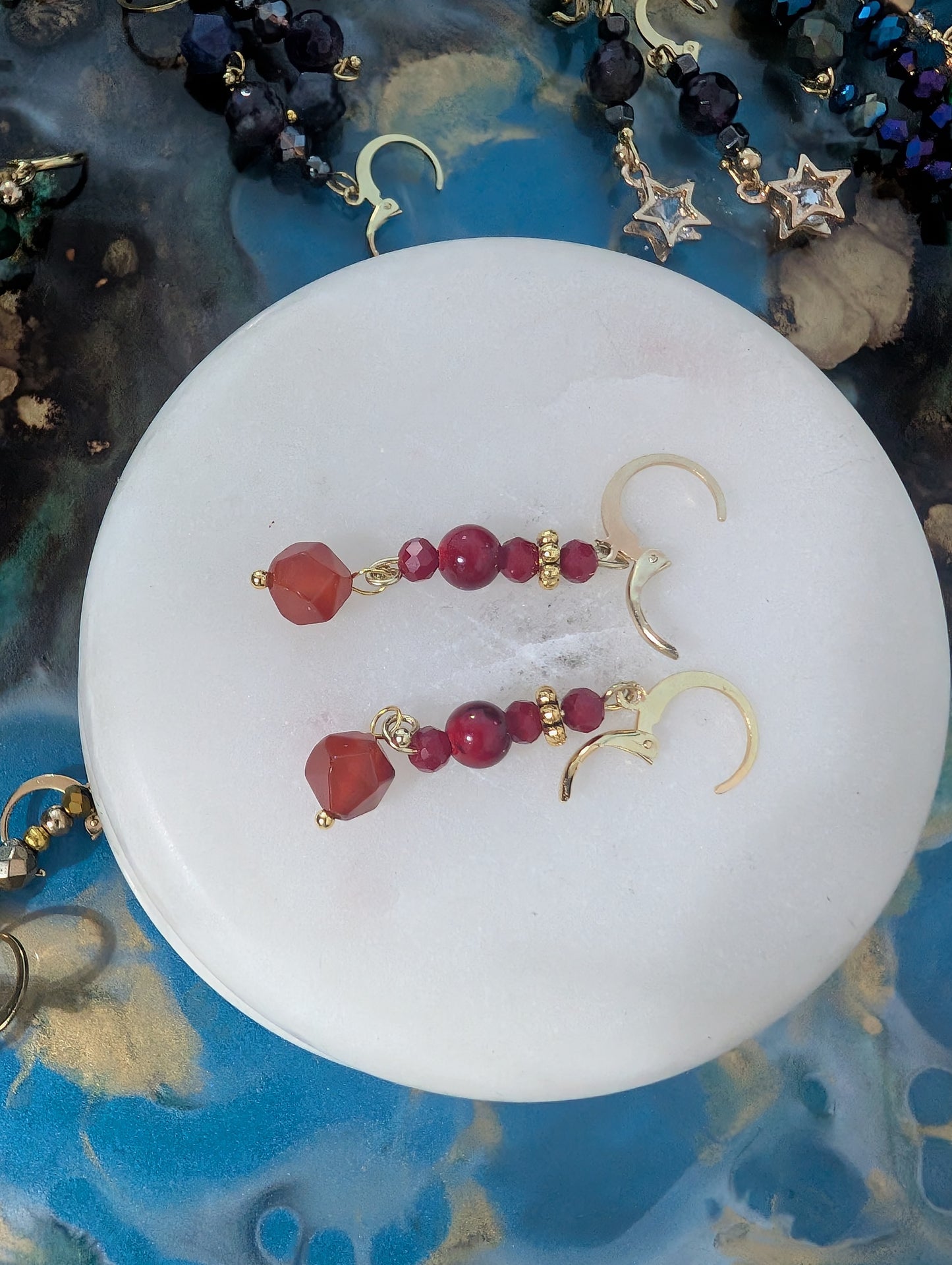Deep Red Gem Shaylet-Earrings