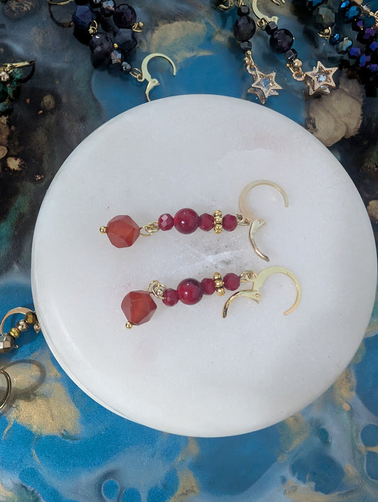 Deep Red Gem Shaylet-Earrings